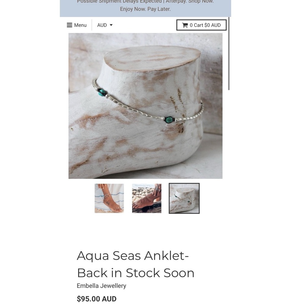 New sterling silver Embella anklet